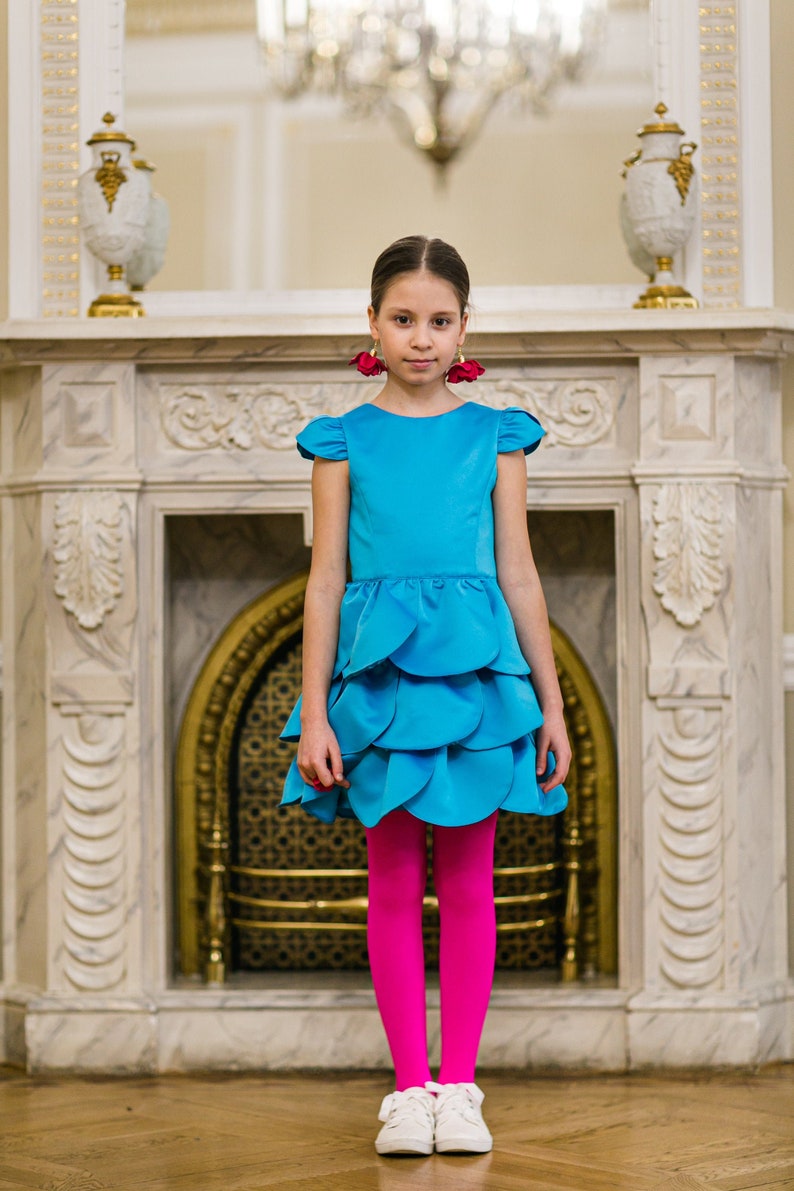 Blue Dress Flower Girl, Turqouise Girl Dress, Christmas Dress, New Year