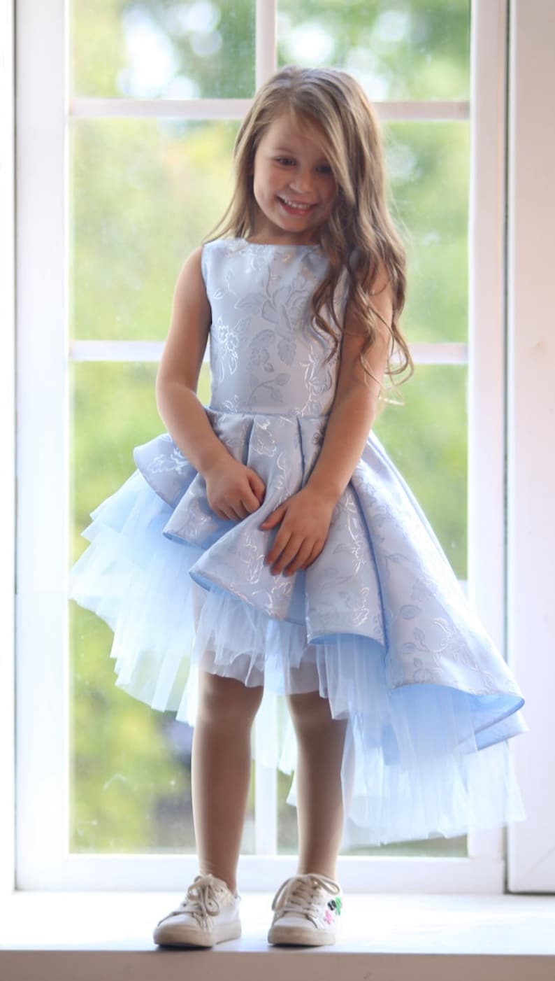 Light Blue Flower Girl Dress Skew Tulle Dress Girl Party Etsy
