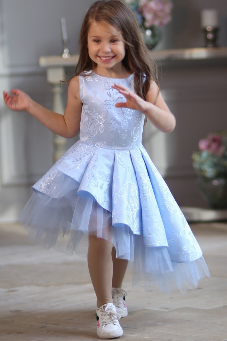 Light blue flower girl dress Skew tulle dress Girl party Etsy