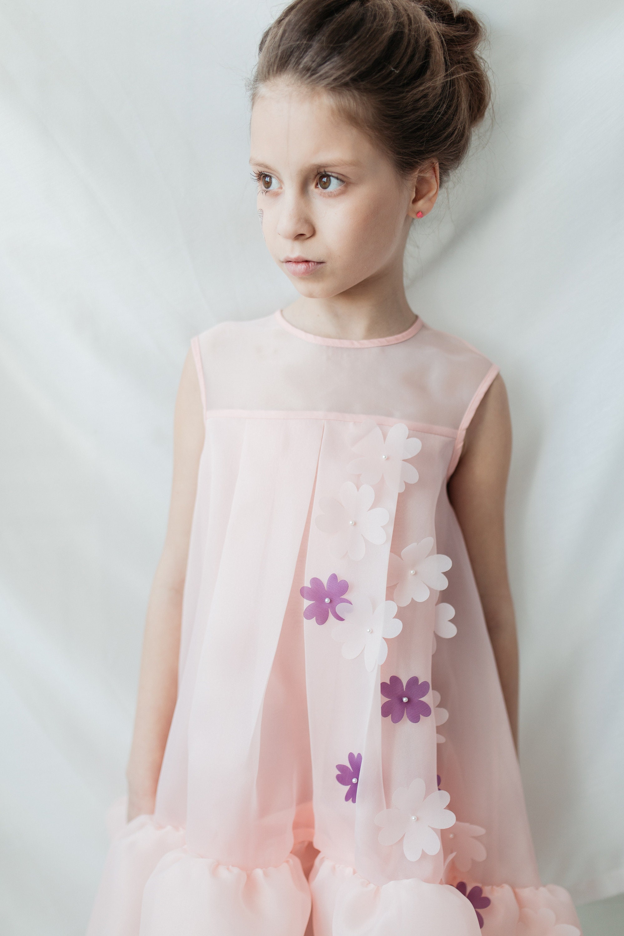 Pink Flower Girl Dress Elegant Pink Dress for Girl Birthday Etsy