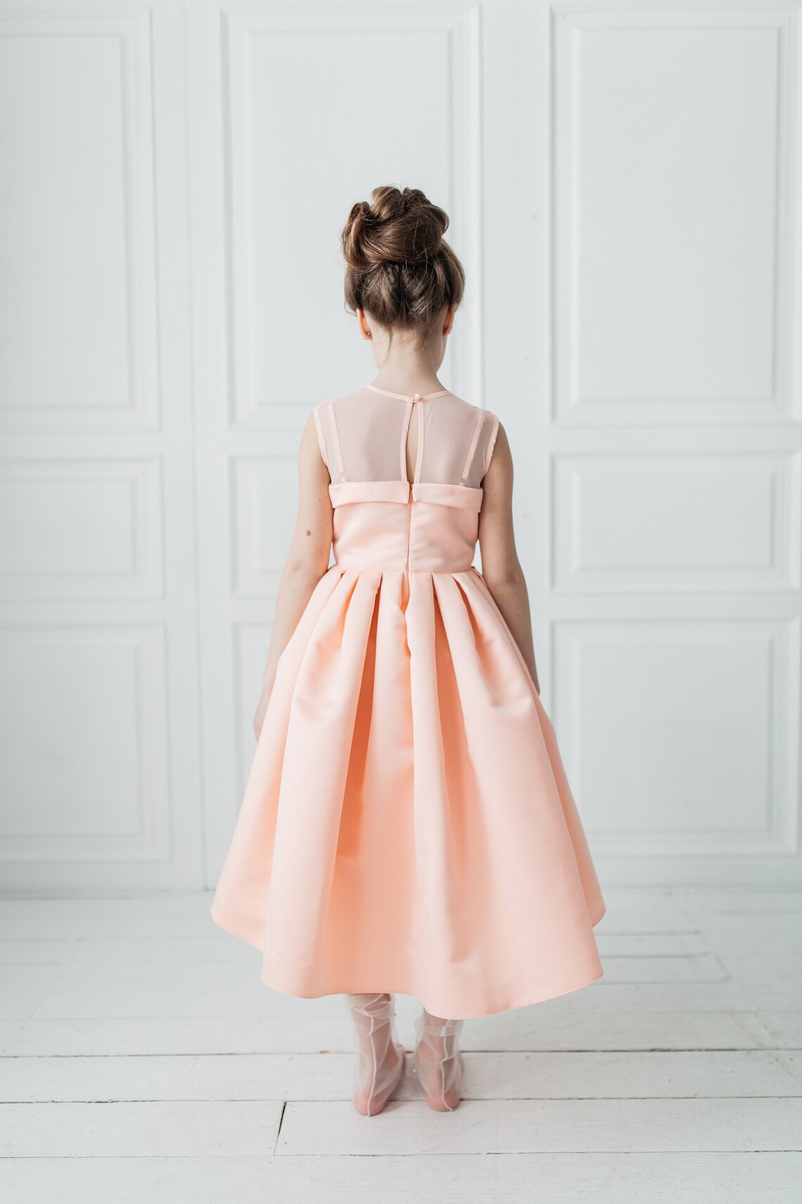 Elegant Peach Dress for Girl Peach Flower Girl Dress Etsy