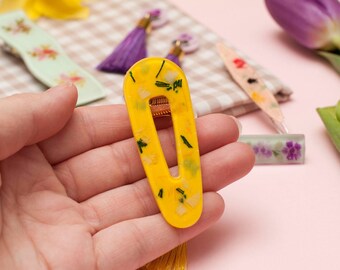 Golden Girl Yellow Resin Hair Clip, Handmade Statement Hairclip, Zero Waste Eco Resin Hair Barrette