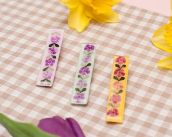 Purple Floral Eco Resin Hair Clip, Handmade Flower Hairclip, Clip for Fine Hair