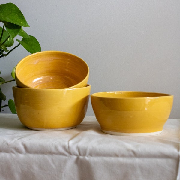 Yellow Dinnerware Bowls - Handmade Food Bowl - Yellow Bowl