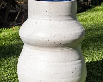 White Speckled Bubble Vase, Centerpiece Vase, Wedding Decor, Handmade Vase