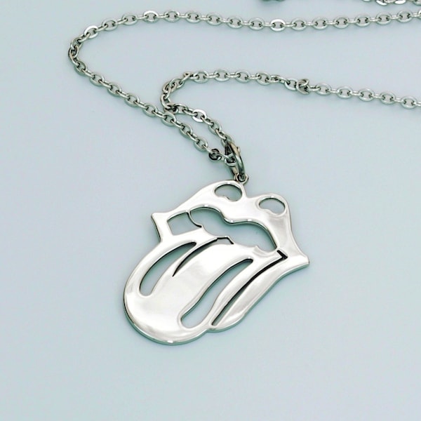 Rolling Stones necklace Rolling Stones Logo pendant, Mick Jagger Stainless Steel jewellery Rock jewelry necklace gift idea for rocker