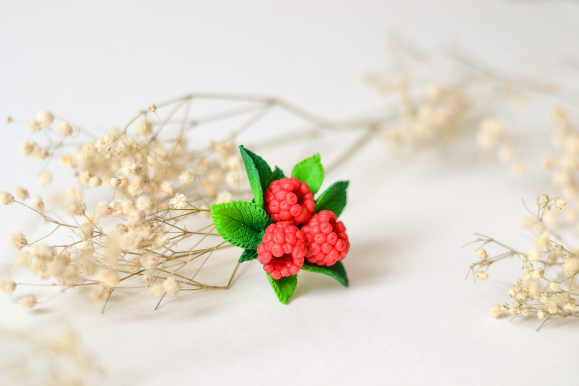 Red Berry Brooch Raspberries Berry Brooch Fruit Jewelry Food Etsy