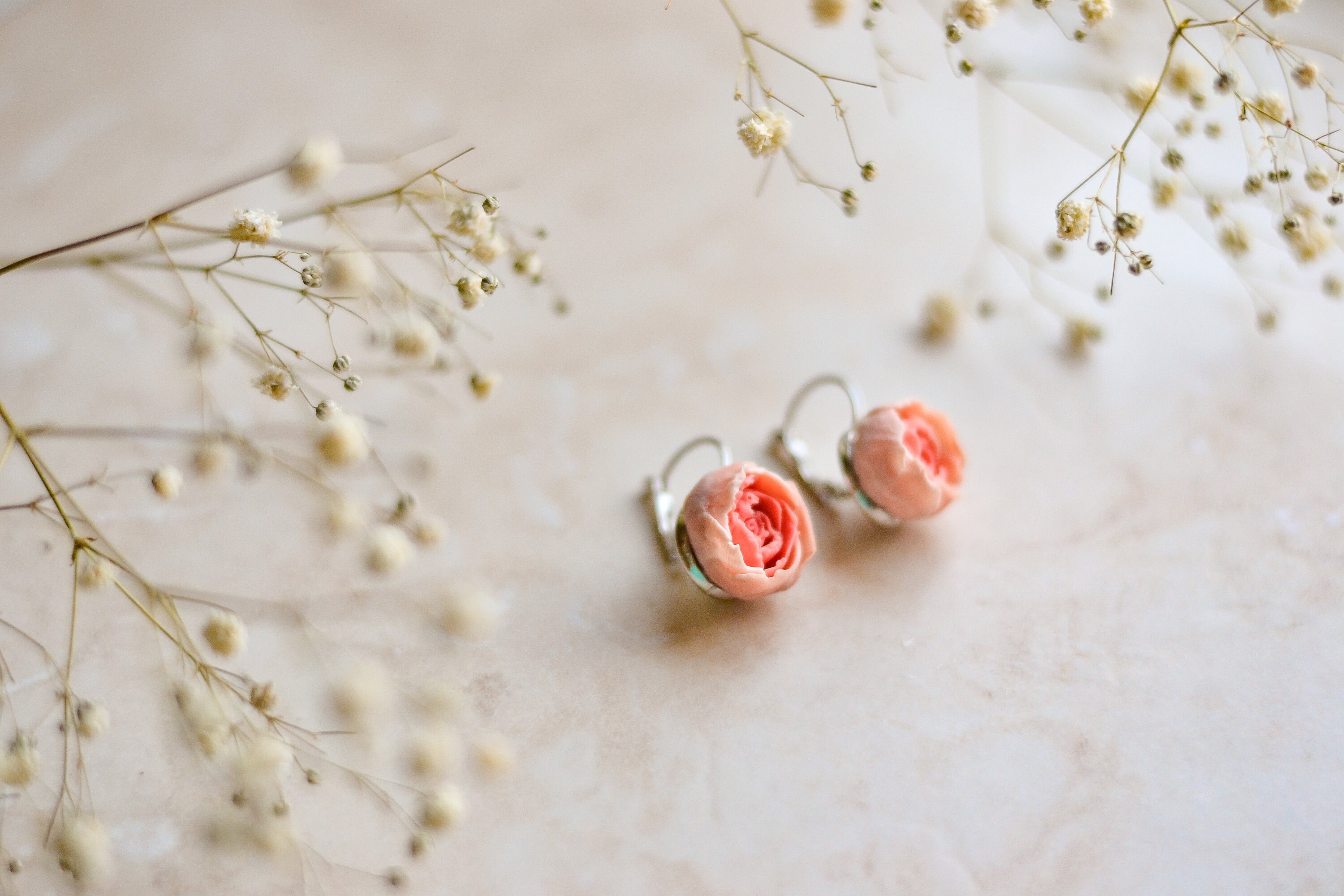 Rose earrings Rose jewelry Pink earrings bridal earrings | Etsy