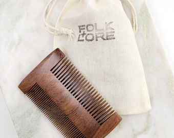 Sandalwood Beard Comb, Double Sided Beard Comb, Wood Beard Comb, Men's Grooming, Gift for Him
