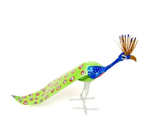 Peacock Seedpod Figure, Hand Painted Peacock, Peacock Figurine