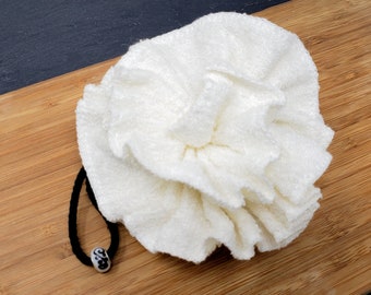 Eco Friendly Bamboo Bath Pouf with Cotton Loop