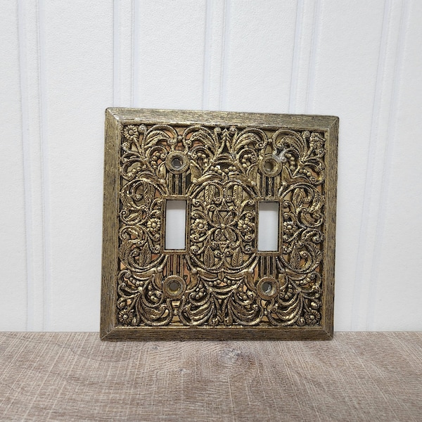 Gold Filigree Double Toggle Switch Plate, Regency Switch Plate