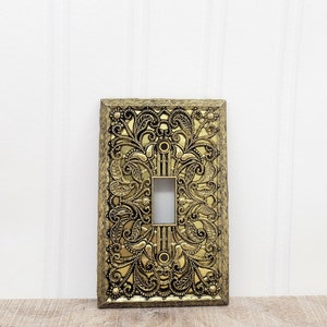 Gold Filigree Single Toggle Switch Plate, Regency Switch Plate
