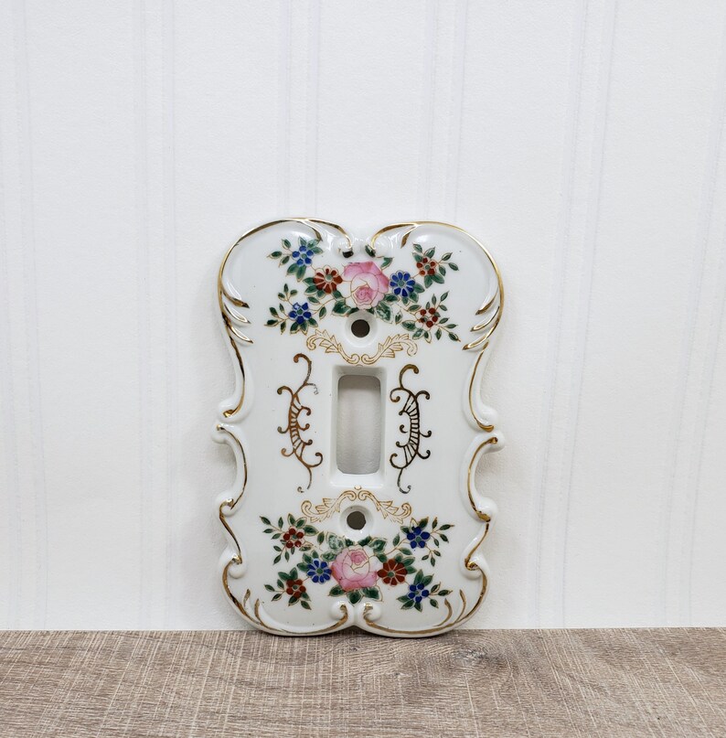 Vintage Switch Plate Floral Switch Plate Porcelain Switch Etsy