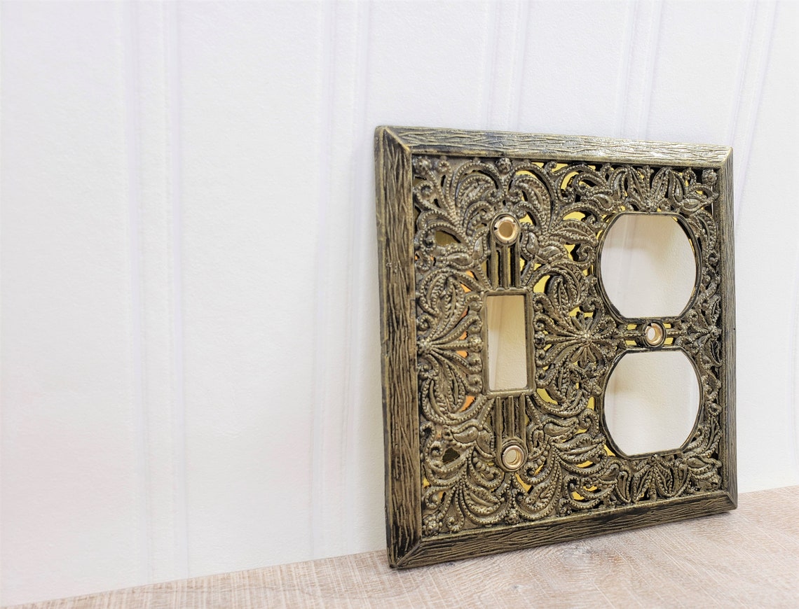 Gold Filigree Single Toggle and Outlet Cover Regency Outlet Etsy