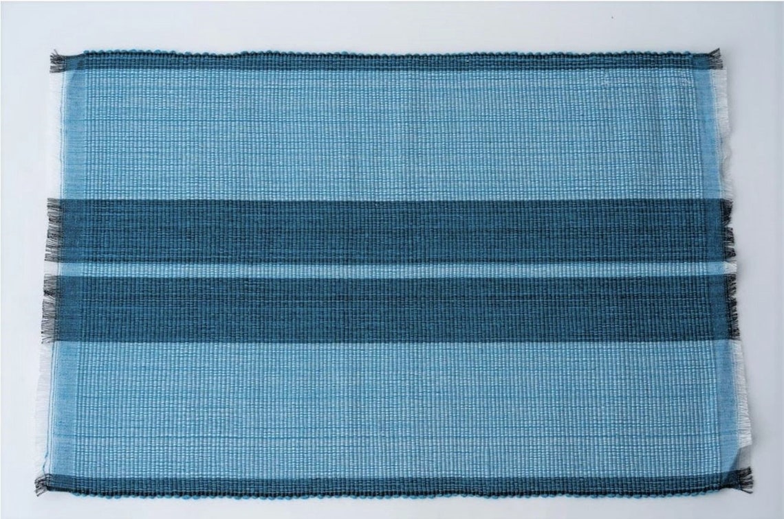 Lake Blue Cotton Handloom Placemat, Woven Placemats, Handloom Etsy