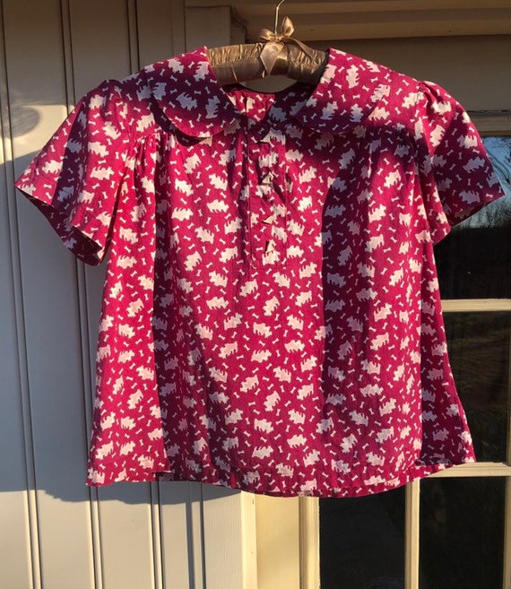 1930s feedsack puppy blouse
