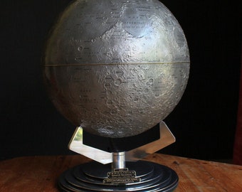 Moon globe (30cm) on Aluminium Base (Incl Brass Makers ID Plate)