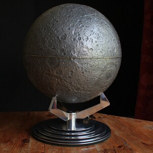 Moon globe 30cm on Aluminium Base Incl Brass Makers ID Plate image 5