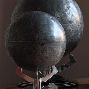 Moon globe 30cm on Aluminium Base Incl Brass Makers ID Plate image 10