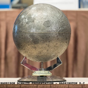 Moon globe 30cm on Aluminium Base Incl Brass Makers ID Plate image 8