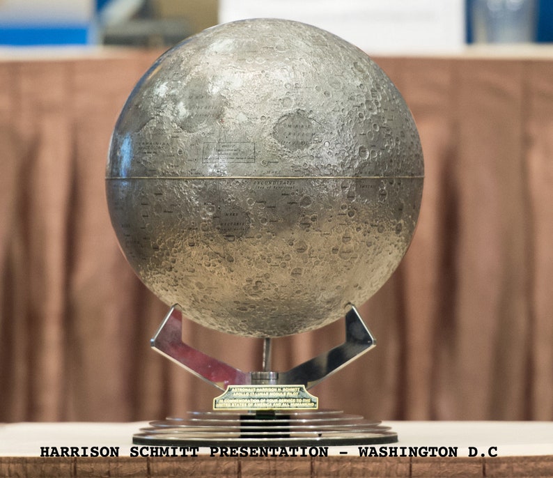 Moon globe 30cm on Aluminium Base Incl Brass Makers ID Plate image 8