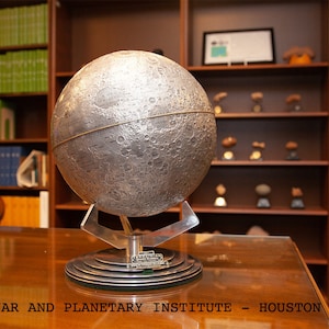 Moon globe 30cm on Aluminium Base Incl Brass Makers ID Plate image 7