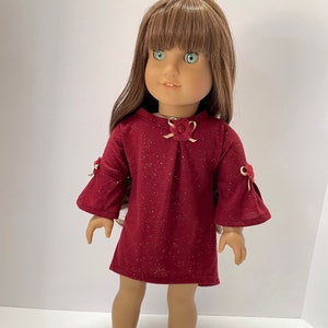 Burgundy Red and Gold High-Low Dress, AG Doll Clothing, 18 Inch Doll Clothing, Made To Fit American Girl Doll image 1