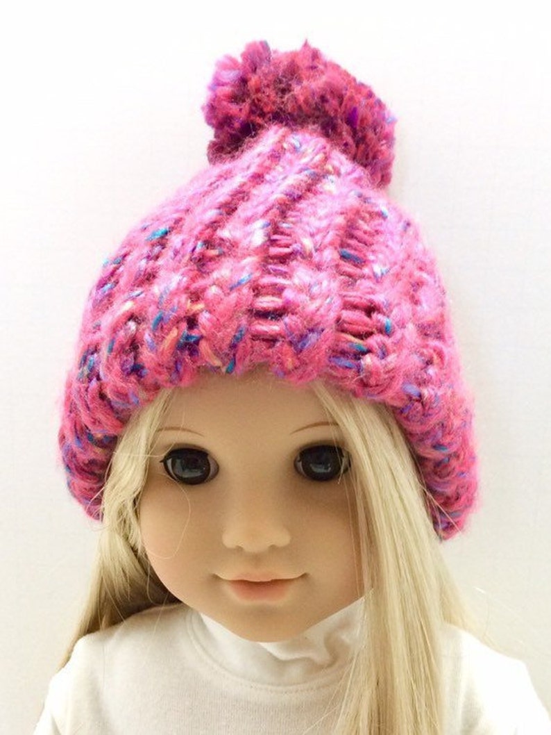 Knit/Crochet Stocking Hat, AG Doll Accessories, 18 Doll Accessories Pink
