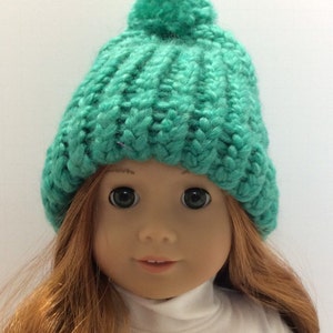 Knit/Crochet Stocking Hat, AG Doll Accessories, 18 Doll Accessories Green