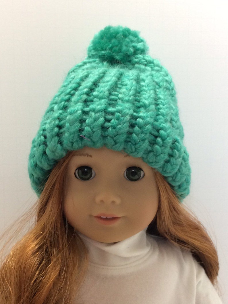 Knit/Crochet Stocking Hat, AG Doll Accessories, 18 Doll Accessories Green