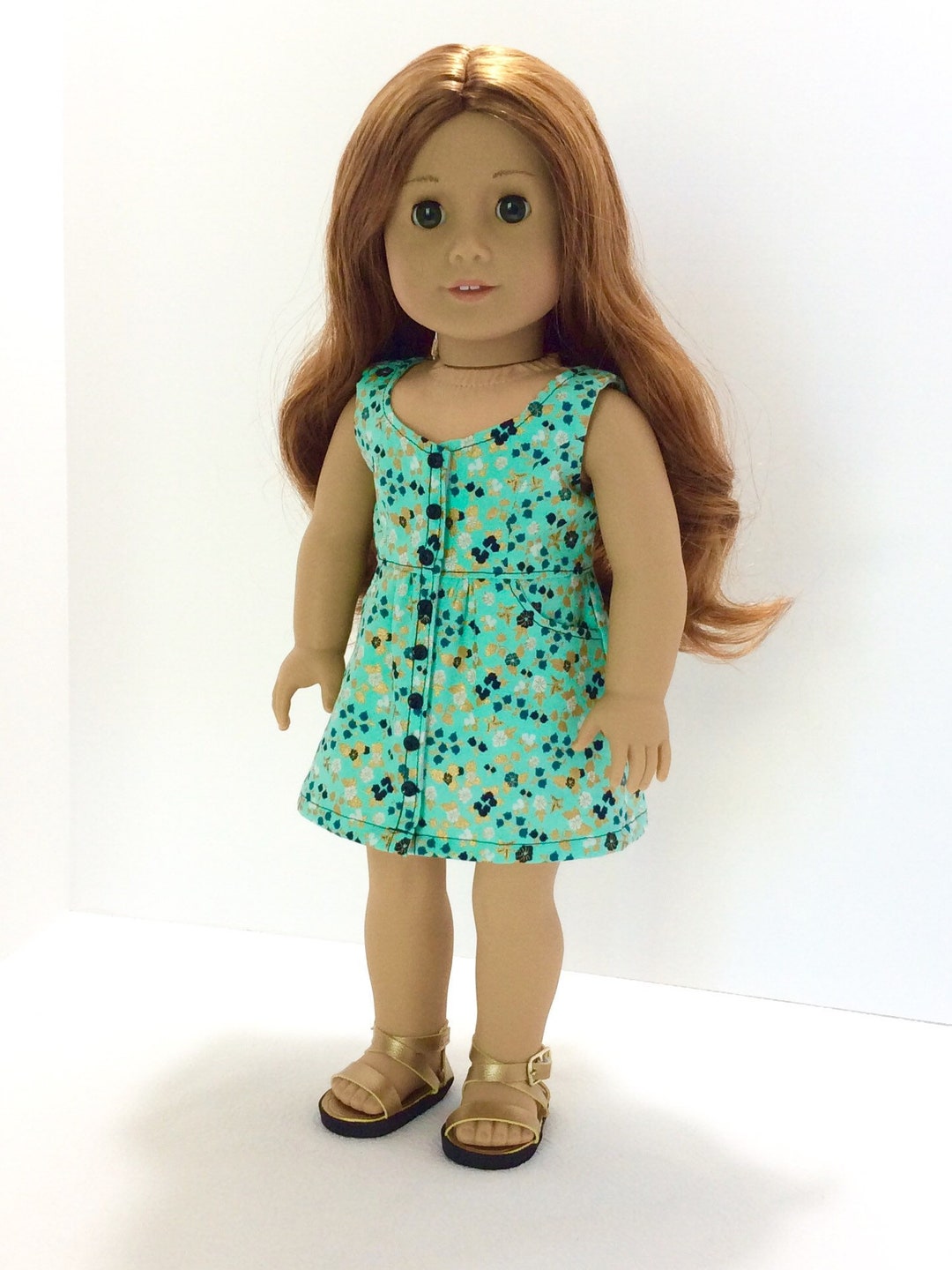 Teal Black and Gold Floral Dress AG Doll Clothing 18 Inch - Etsy