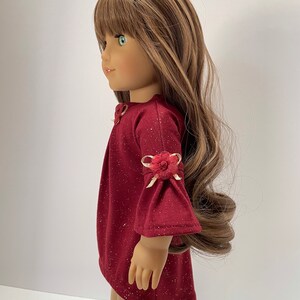 Burgundy Red and Gold High-Low Dress, AG Doll Clothing, 18 Inch Doll Clothing, Made To Fit American Girl Doll image 6