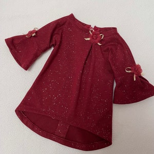 Burgundy Red and Gold High-Low Dress, AG Doll Clothing, 18 Inch Doll Clothing, Made To Fit American Girl Doll image 10