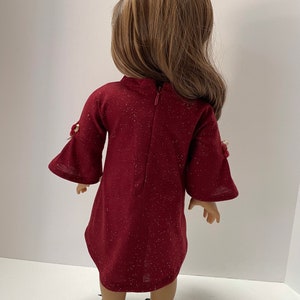 Burgundy Red and Gold High-Low Dress, AG Doll Clothing, 18 Inch Doll Clothing, Made To Fit American Girl Doll image 7