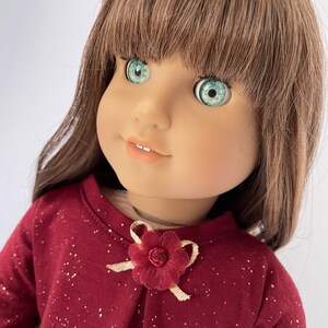 Burgundy Red and Gold High-Low Dress, AG Doll Clothing, 18 Inch Doll Clothing, Made To Fit American Girl Doll image 9