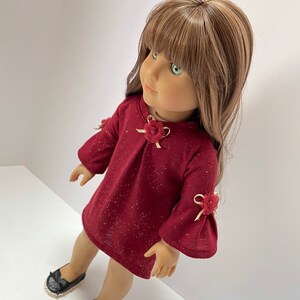 Burgundy Red and Gold High-Low Dress, AG Doll Clothing, 18 Inch Doll Clothing, Made To Fit American Girl Doll image 8