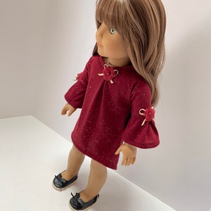 Burgundy Red and Gold High-Low Dress, AG Doll Clothing, 18 Inch Doll Clothing, Made To Fit American Girl Doll image 2