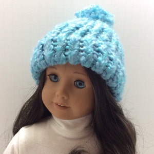 Knit/Crochet Stocking Hat, AG Doll Accessories, 18 Doll Accessories Light Blue