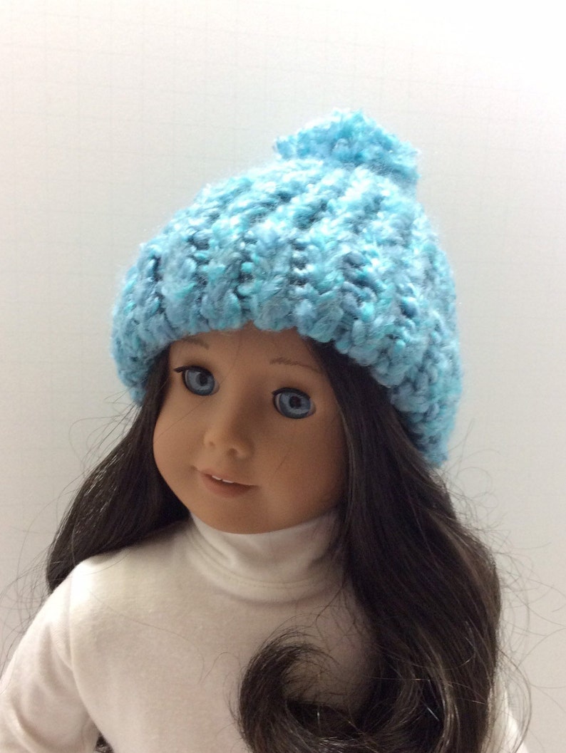 Knit/Crochet Stocking Hat, AG Doll Accessories, 18 Doll Accessories Light Blue