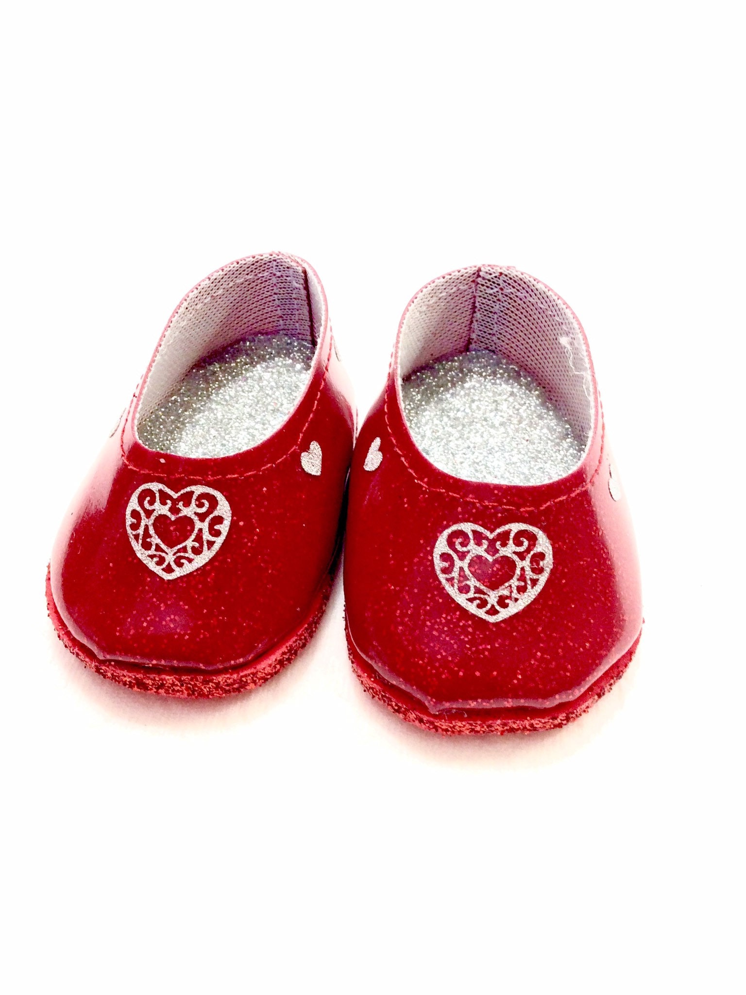 Silver Glitter Rhinestone Flats Fits Wellie Wisher 14.5/" American Girl Shoes