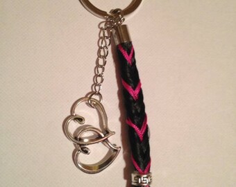 Key holder mix braid pompom + wires + 1 charm / letter