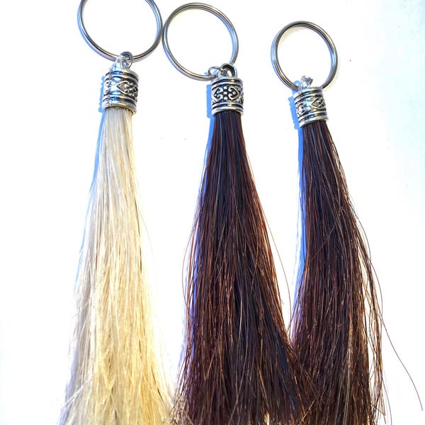 Horsehair key ring with decorated tip