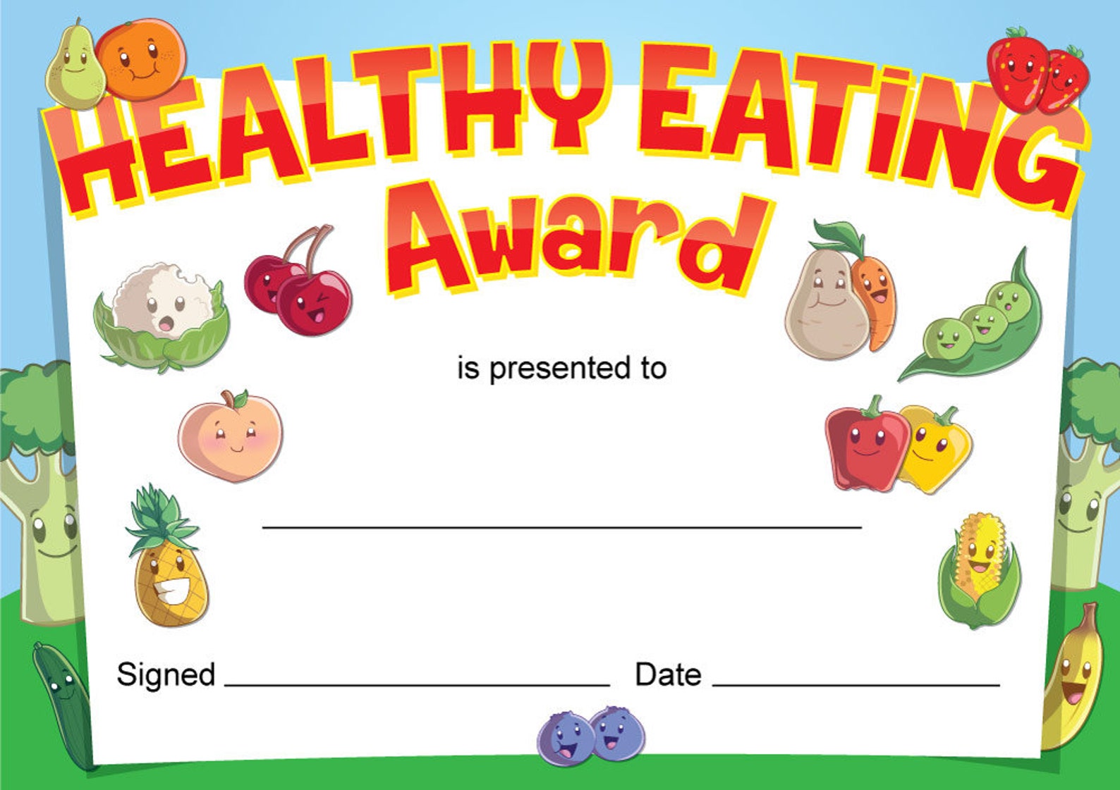 Healthy Eating Award Certificates 16 X A6 Cards Great for Etsy