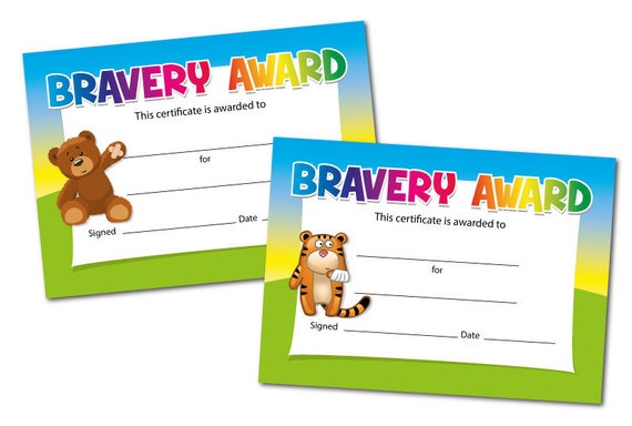 Bravery Award Certificates Choice of Designs for Schools - Etsy New Zealand
