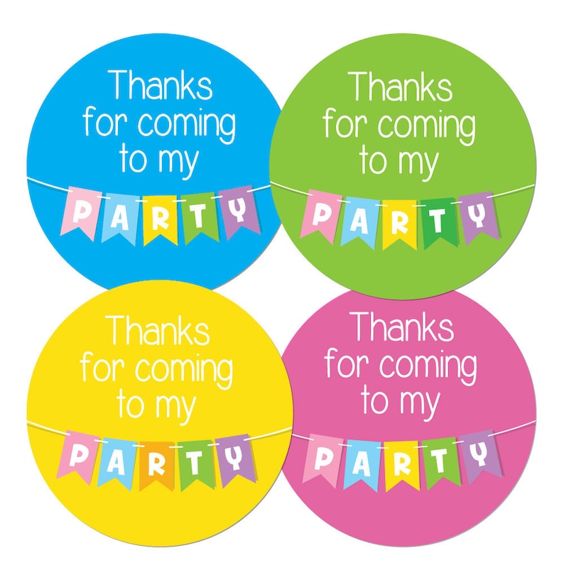 Thanks for Coming to My Party Stickers 30mm 4 Colours in | Etsy