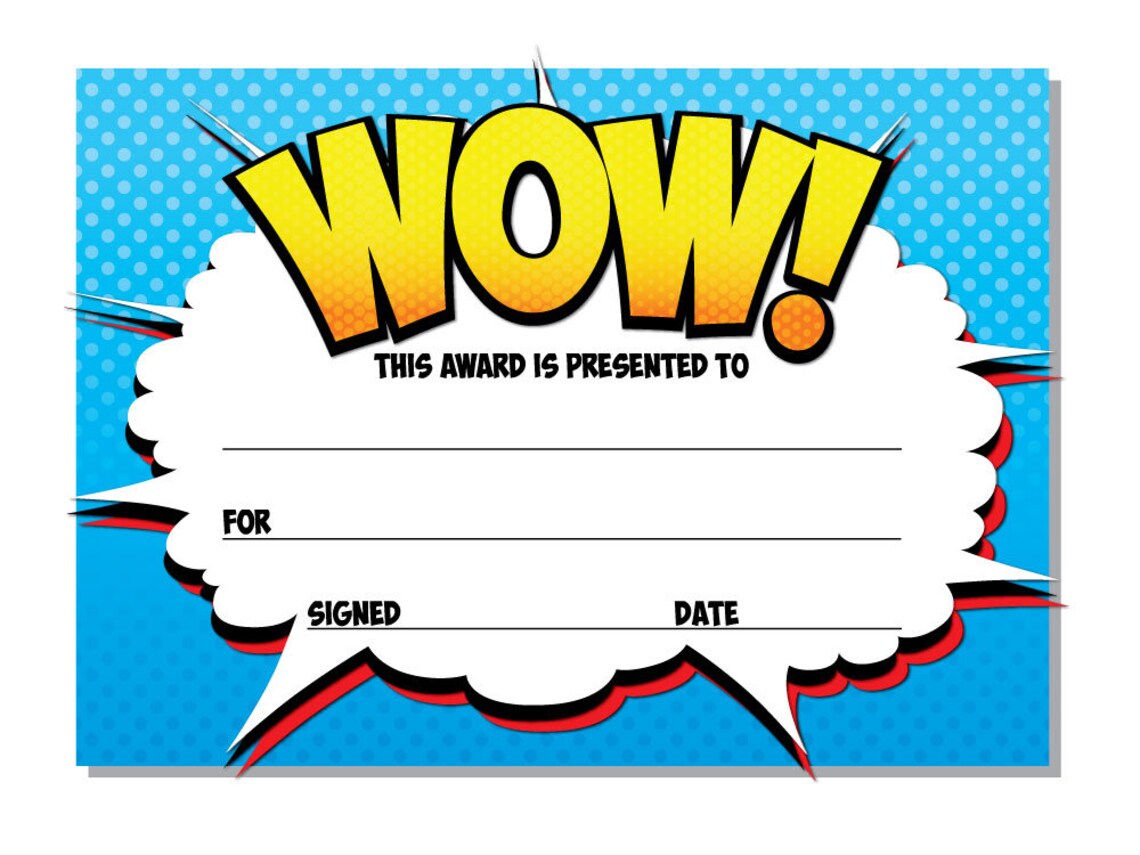Award Certificates 'WOW' Perfect for Any Award Etsy