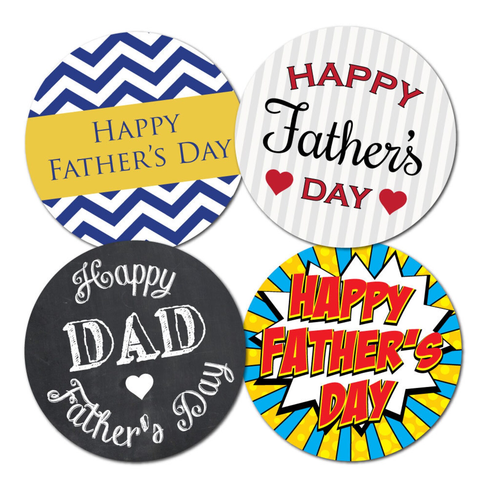 Happy Father's Day Stickers 4 designs per pack 30mm | Etsy
