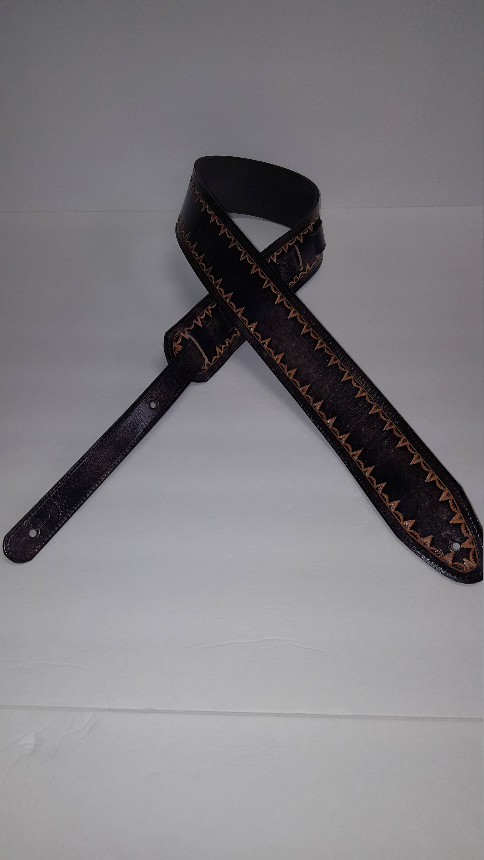 Leather Guitar Strap borders Hand Made Hand Tooled - Etsy