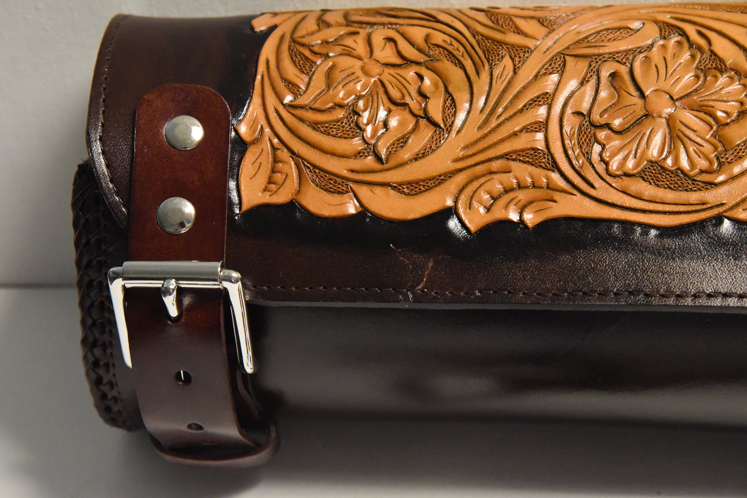 Harley Davidson Leather Handtooled Motorcycle Fork Bag Custom Hand